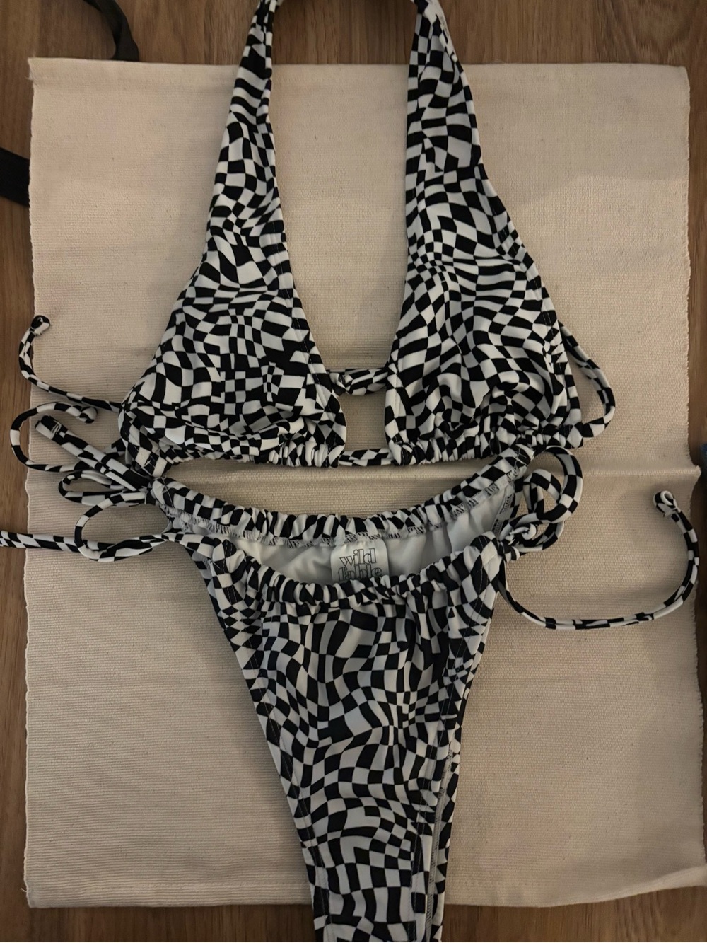 wild fable Black & White Optical Tie-Side Bikini Set